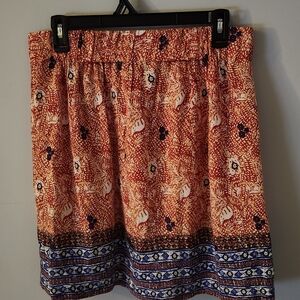 Cabi 784 Bella Red Blue Batik Pocket Women's Mini Skirt M